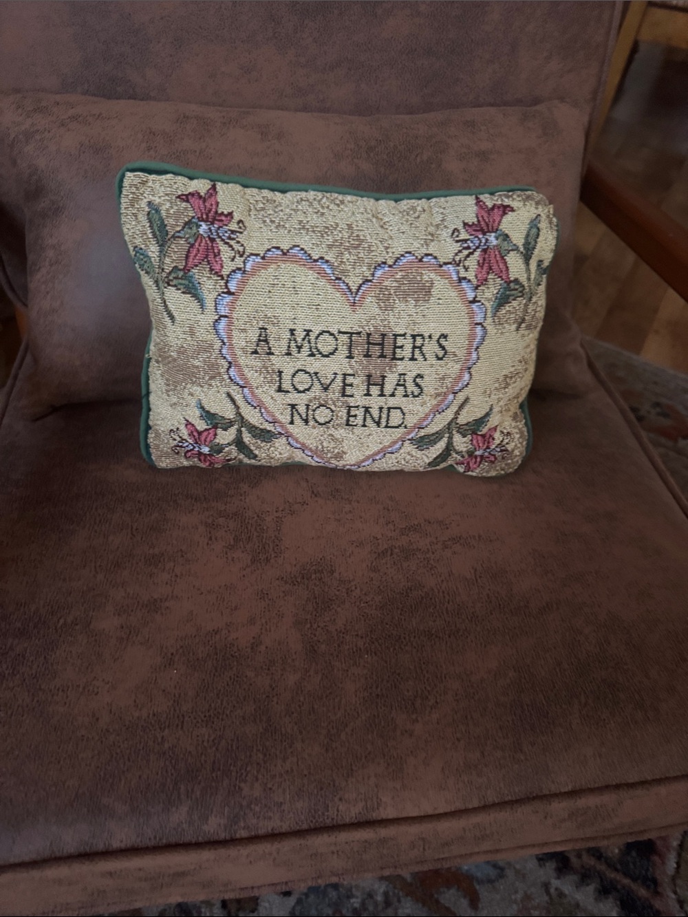 A Mother’s Love Has No End Tapestry Pillow 12” x 8” Floral Accent Throw Pillow